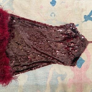 Elegant Sequin Mini Dress in Burgundy